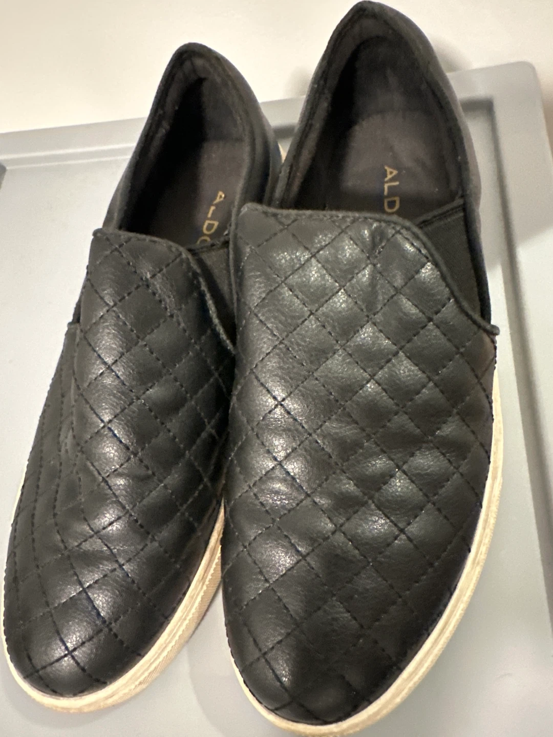 ALDO Quilted Black Slip-On Sneakers
