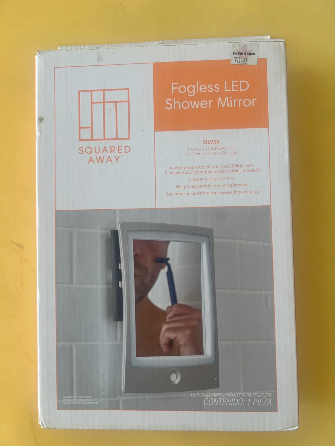 Squared Away Fogless LED Shower Mirror - Silver