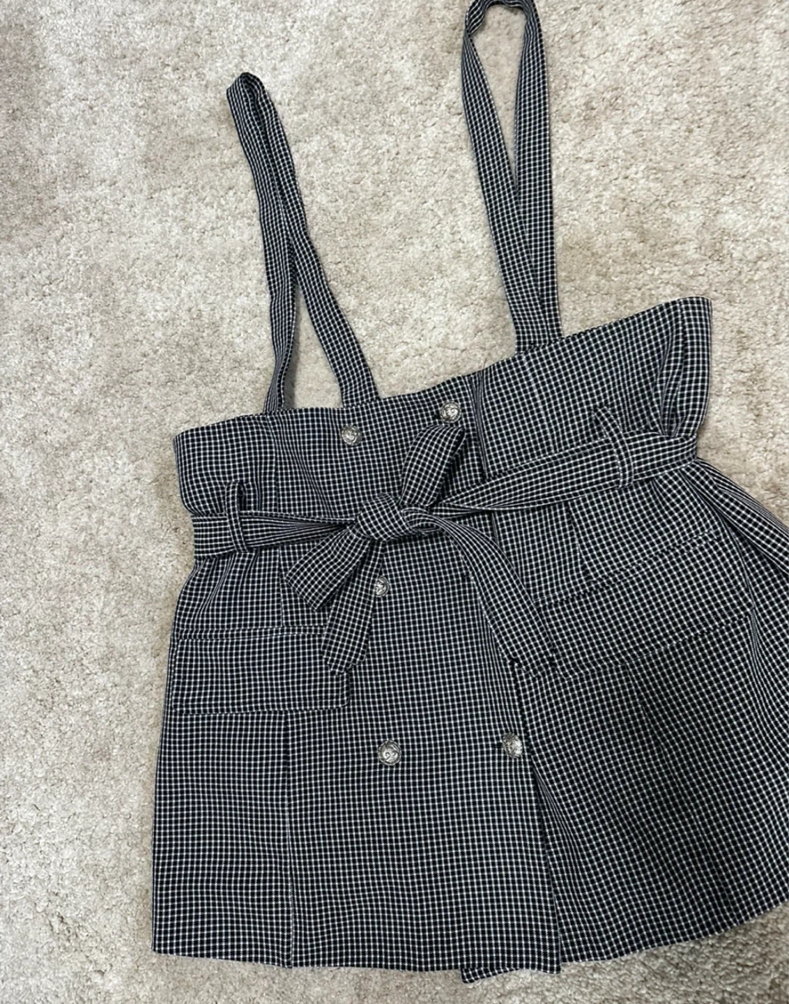 Gingham Pinafore Dress with Suspenders - photo 2