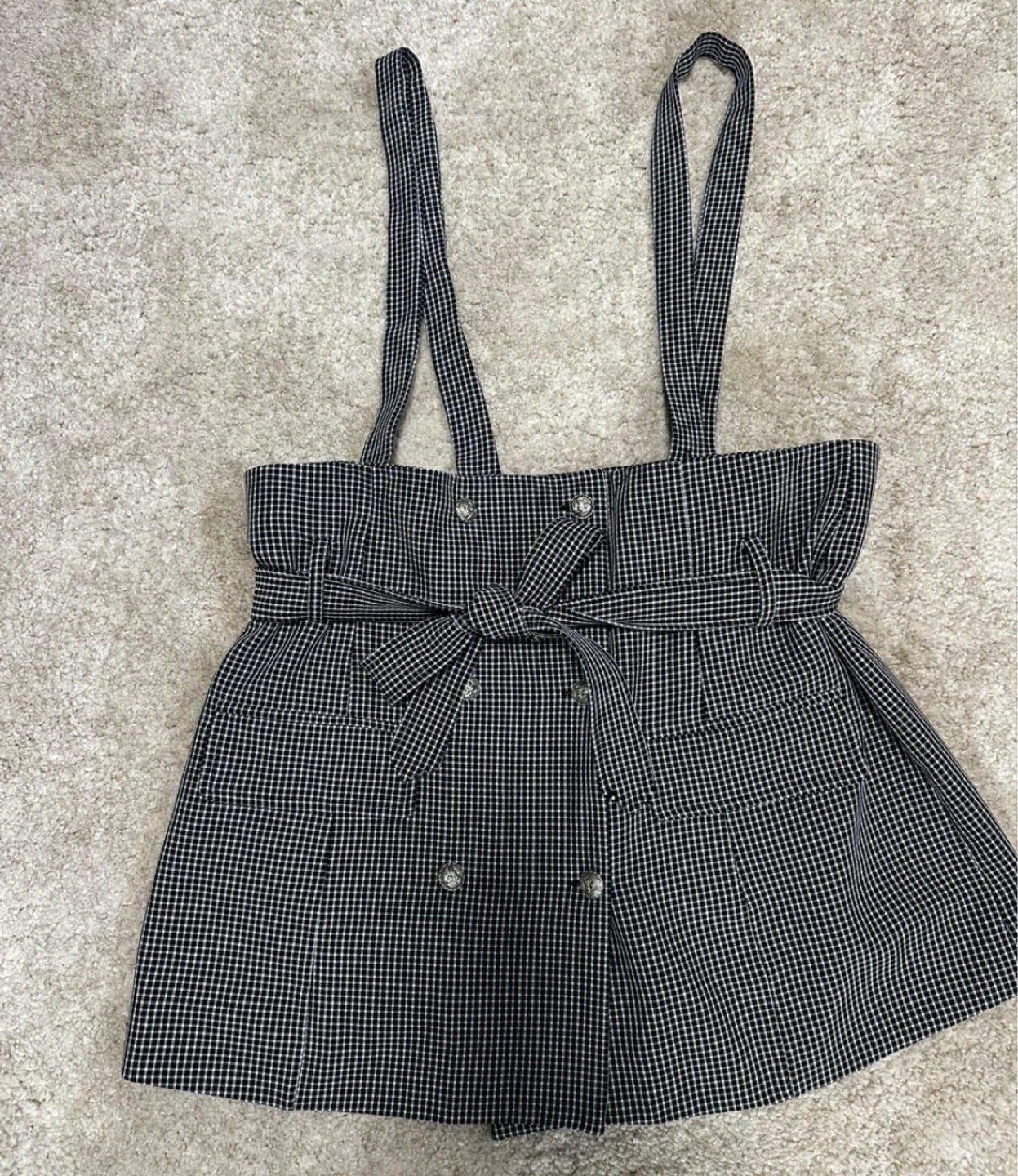 Gingham Pinafore Dress with Suspenders