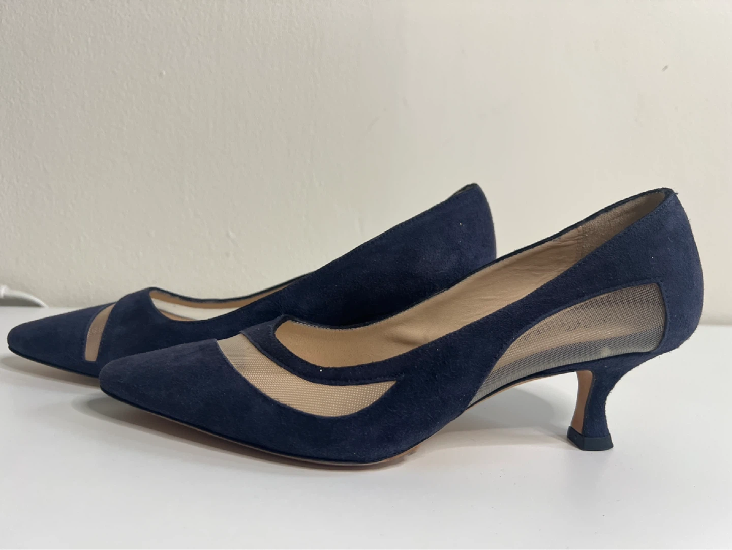 Eliana Navy Suede Mesh Pumps Size 36 - photo 4