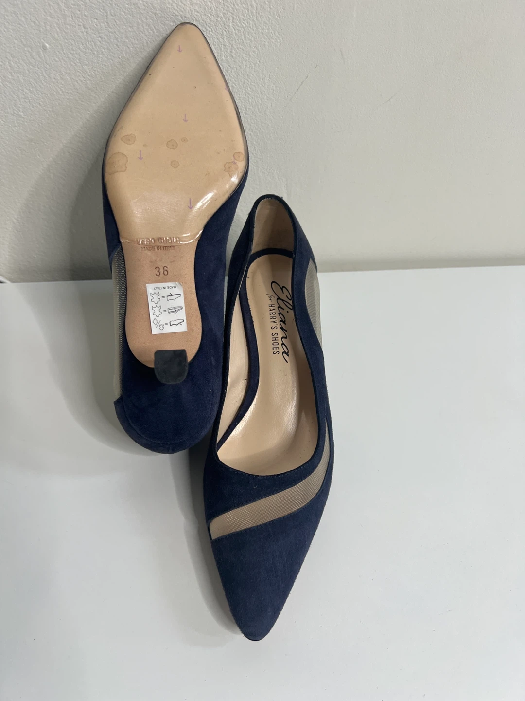 Eliana Navy Suede Mesh Pumps Size 36 - photo 3