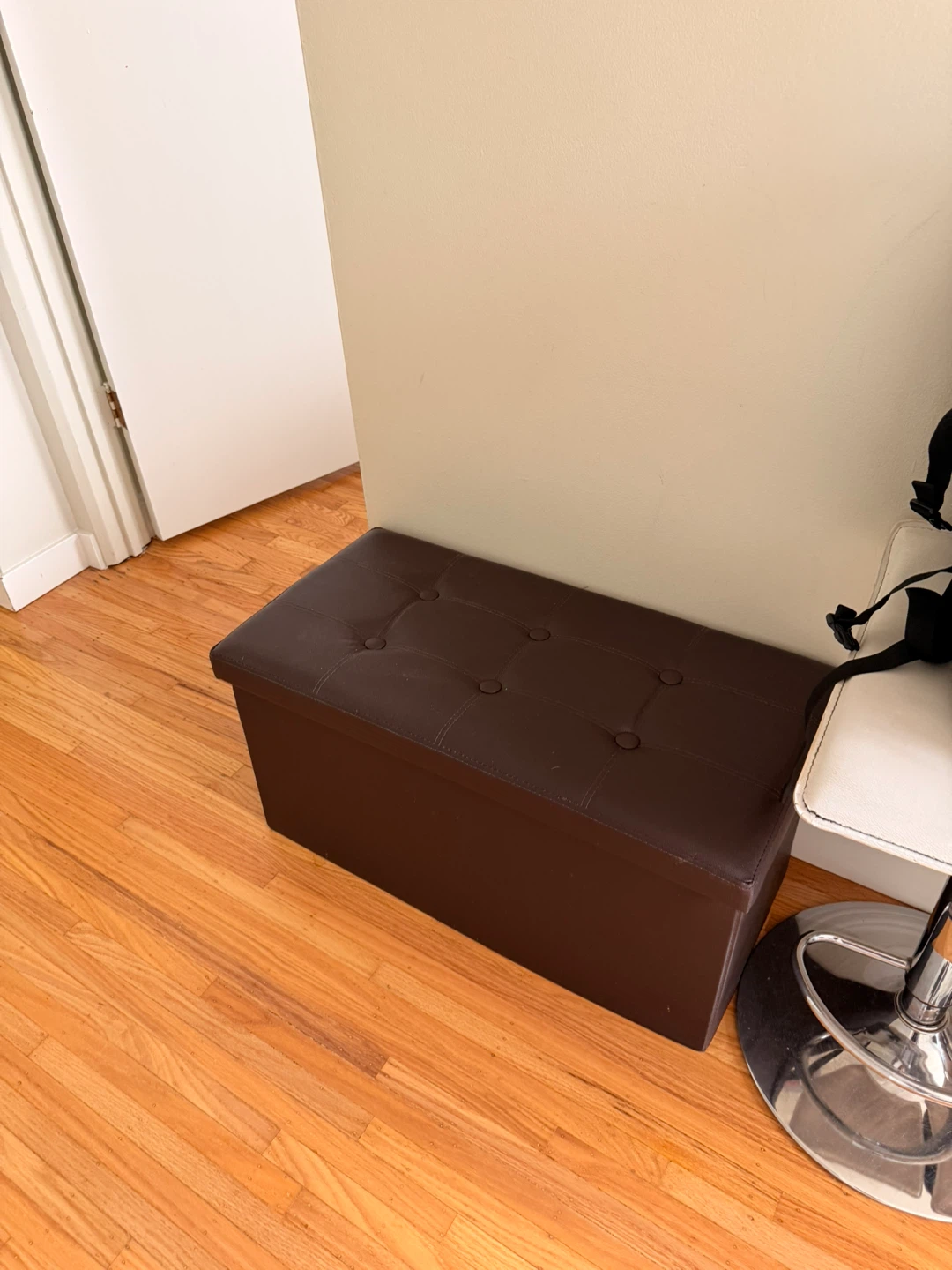 Brown Faux Leather Storage Ottoman Bench