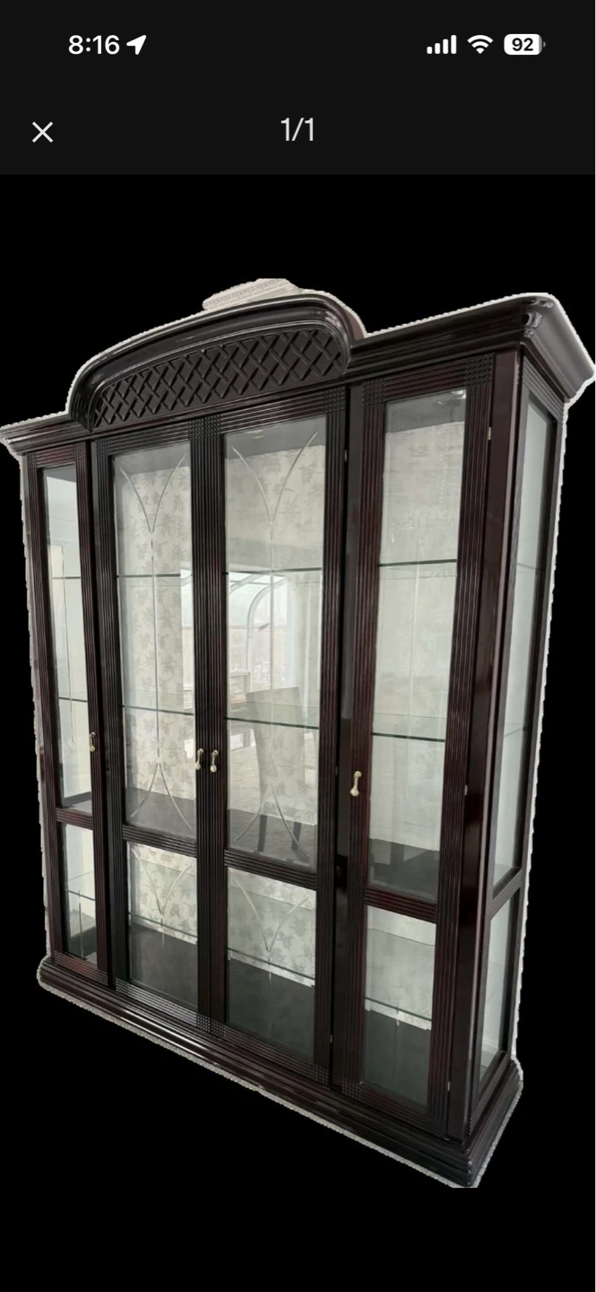 Dark Wood China Cabinet with Glass Doors