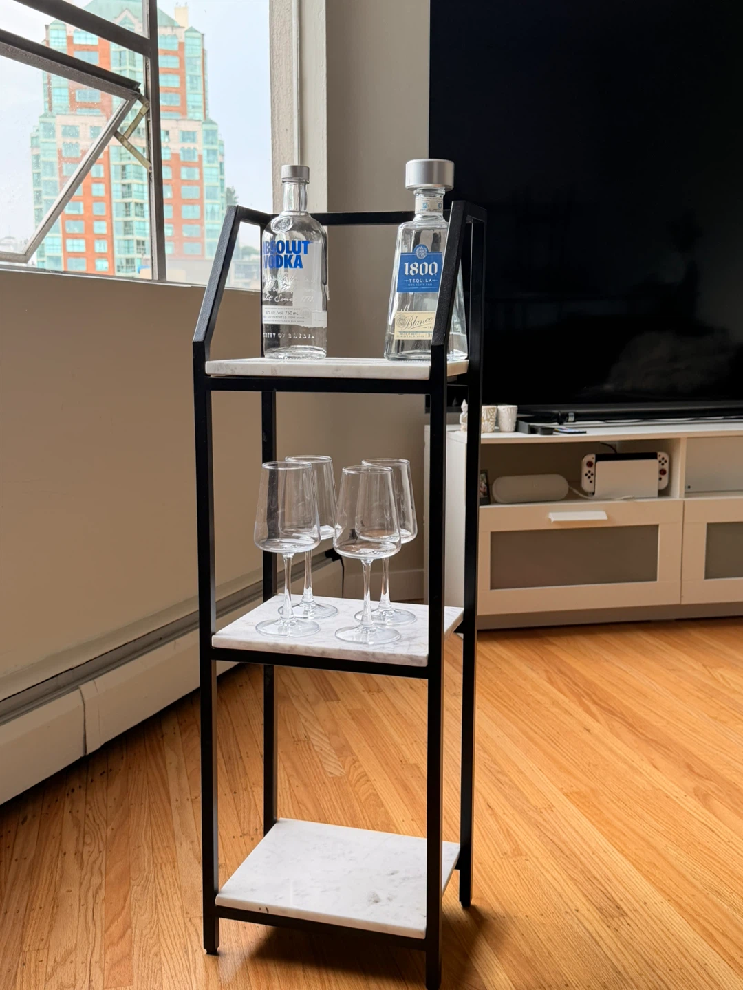 Tall 3-Tier Shelf with Marble Look