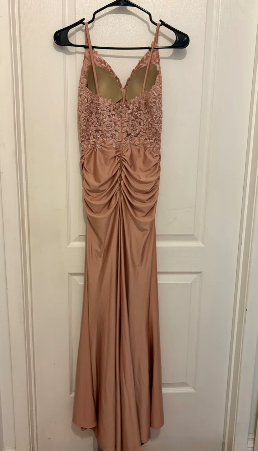 Elegant Rose Gold Beaded Lace Formal Gown - photo 4