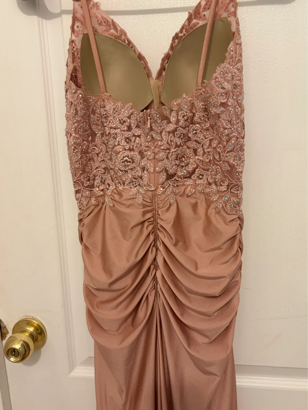 Elegant Rose Gold Beaded Lace Formal Gown - photo 5