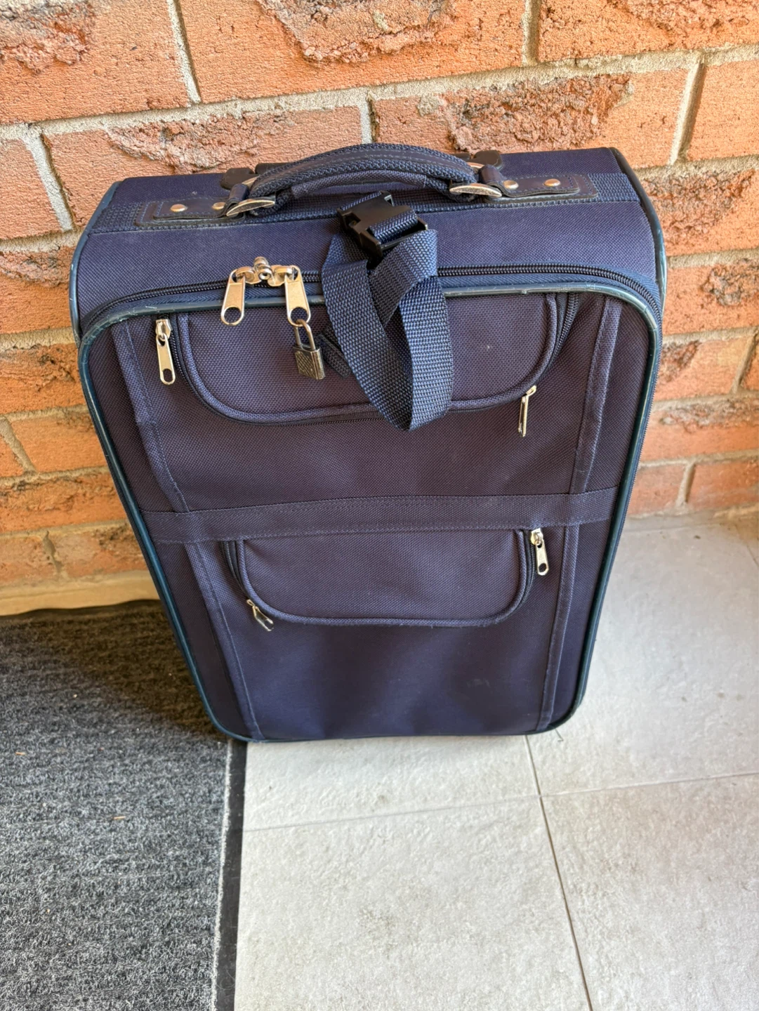 Navy Blue Rolling Suitcase