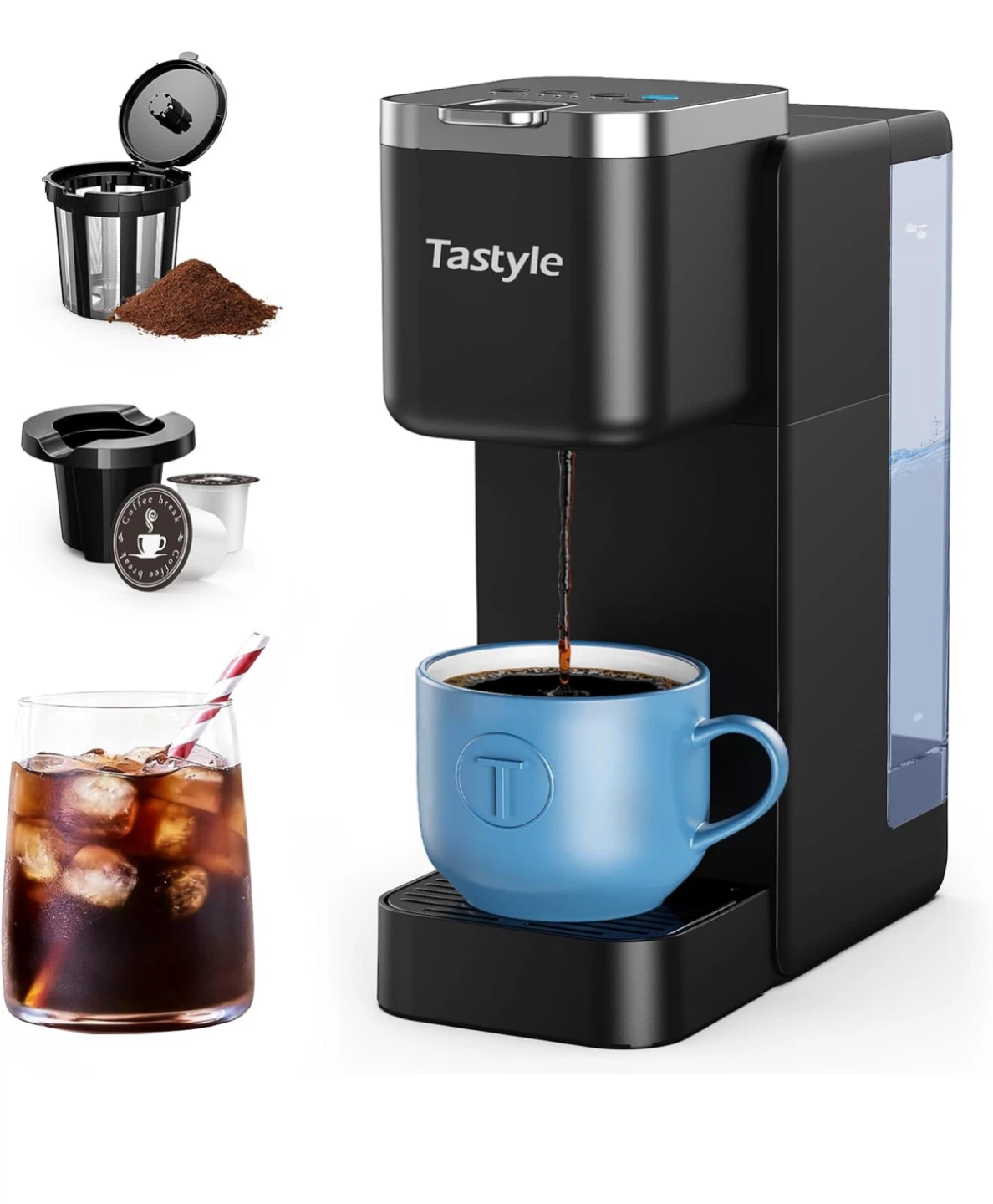 TastyStyle Compact Coffee Maker - Brew Pods or Grounds - photo 2