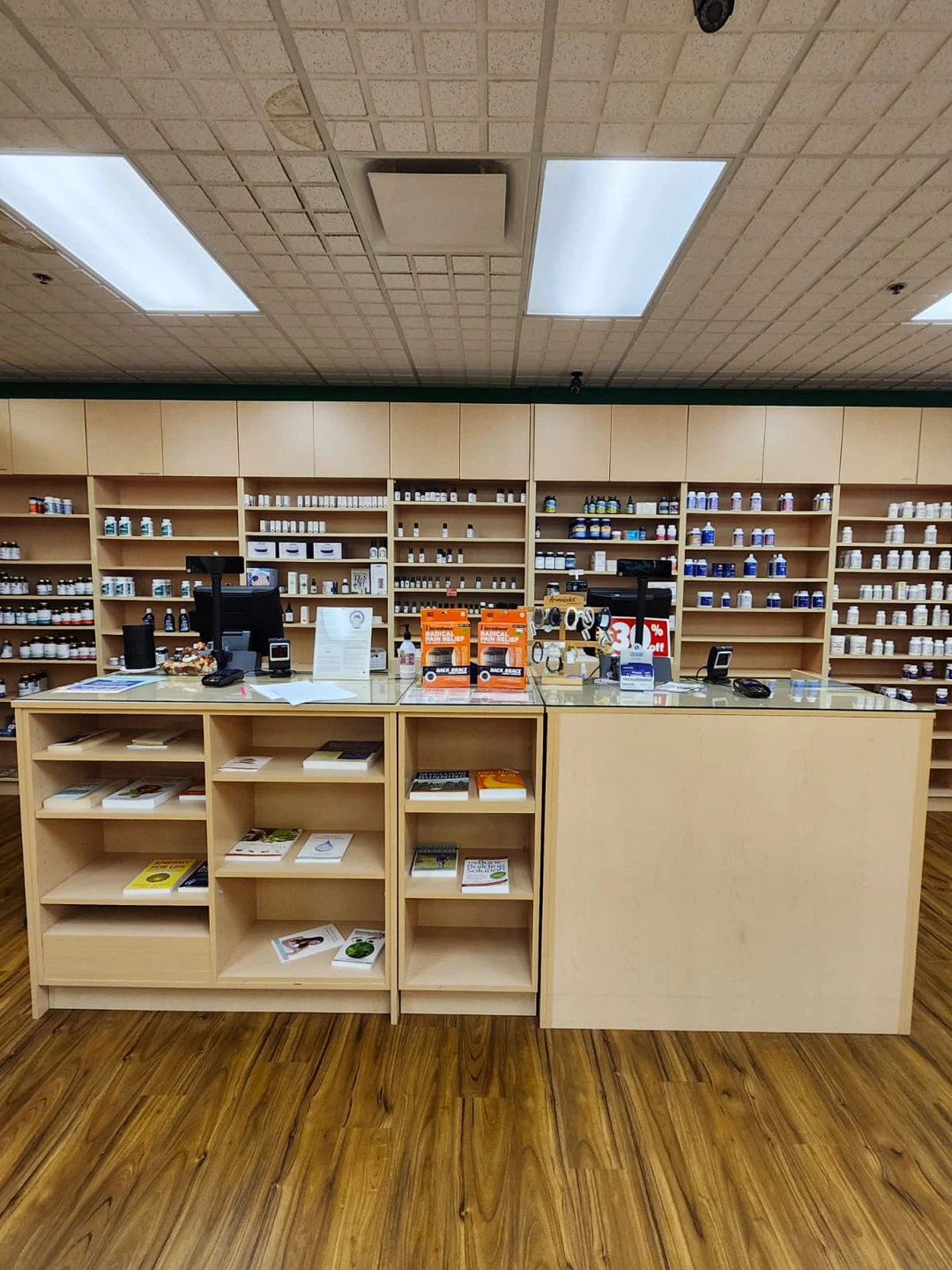 Health store shelves