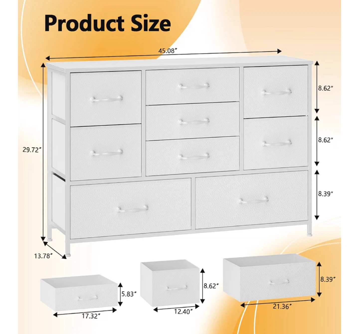 White 9-Drawer Dresser with Metal Frame - photo 4