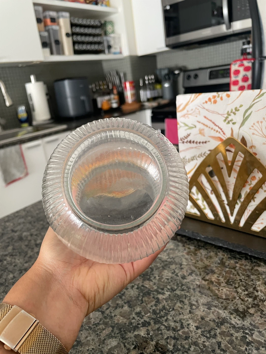 IKEA Clear Ribbed Glass Vase - photo 2