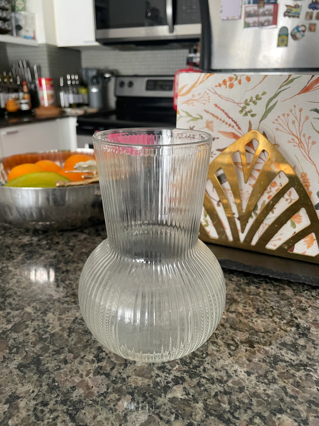 IKEA Clear Ribbed Glass Vase