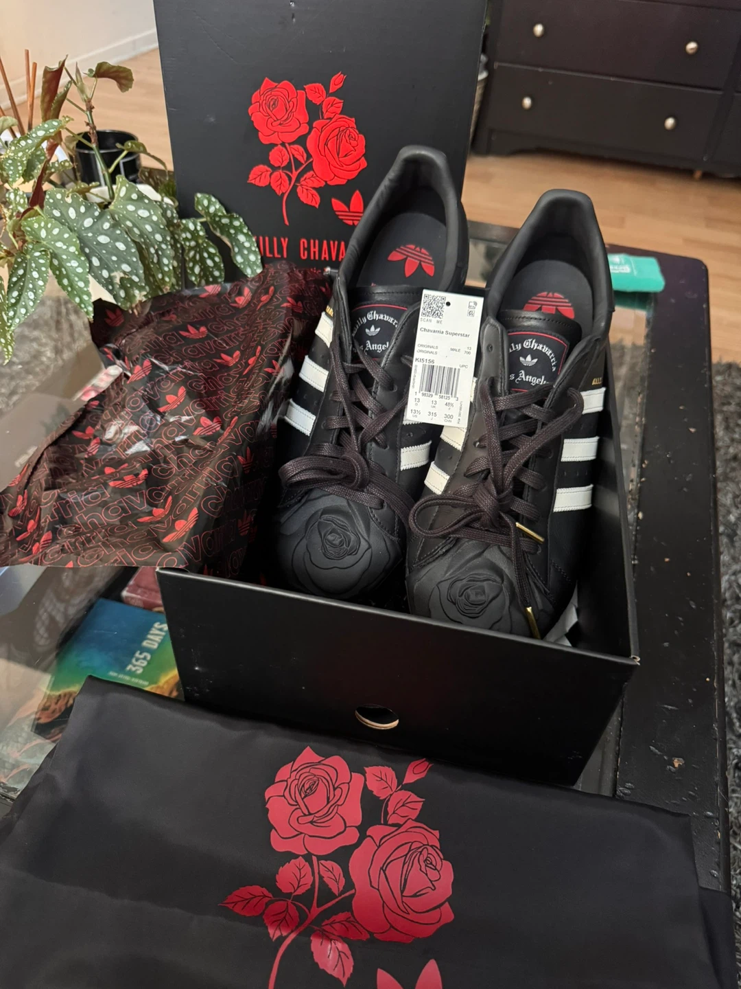 Adidas x Willy Chavarria Superstar Black Rose Sneakers
