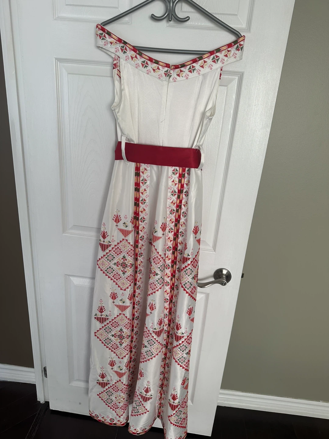 Embroidered Maxi Dress with Scarf - photo 2