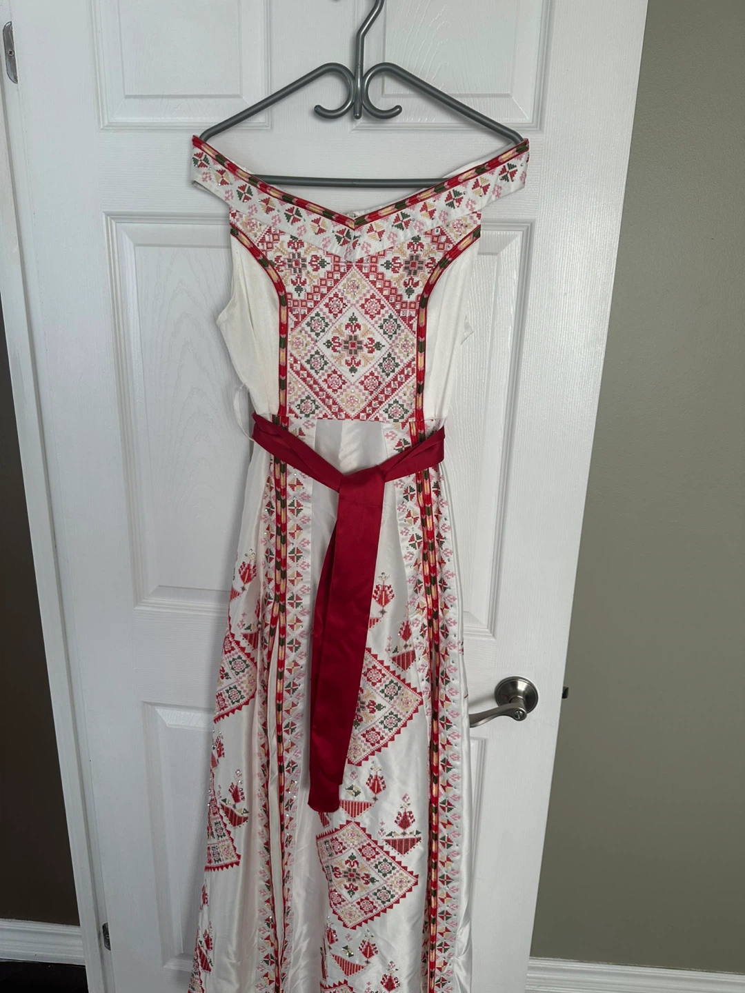 Embroidered Maxi Dress with Scarf