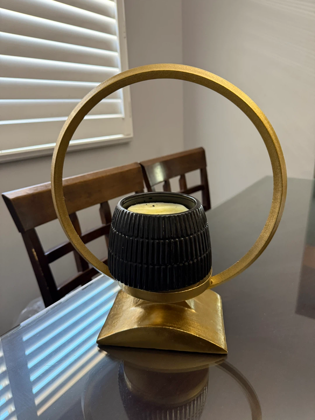 Gold and Black Decorative Candle Holder/Candle