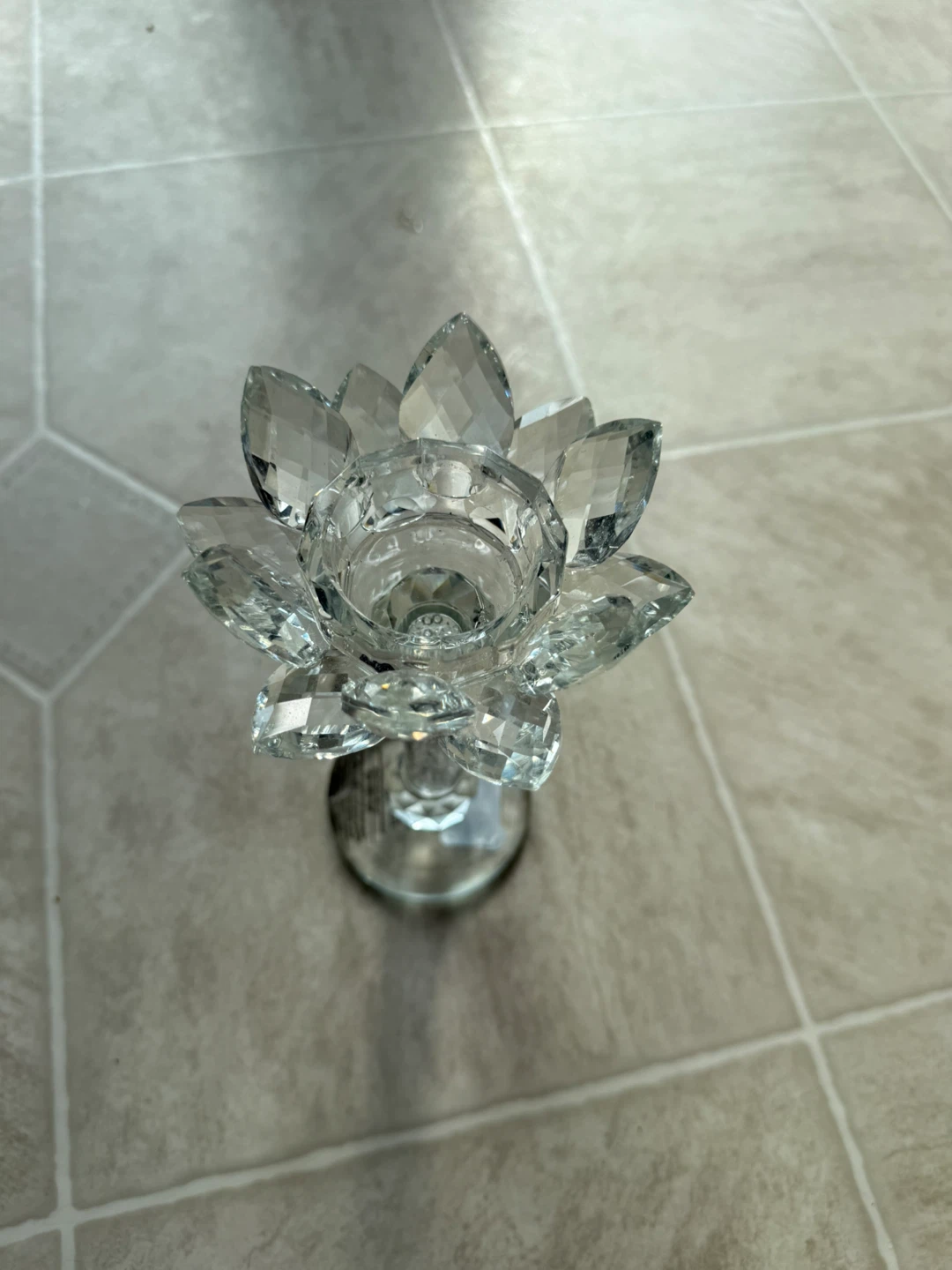 Crystal Lotus Flower Candlestick Holder