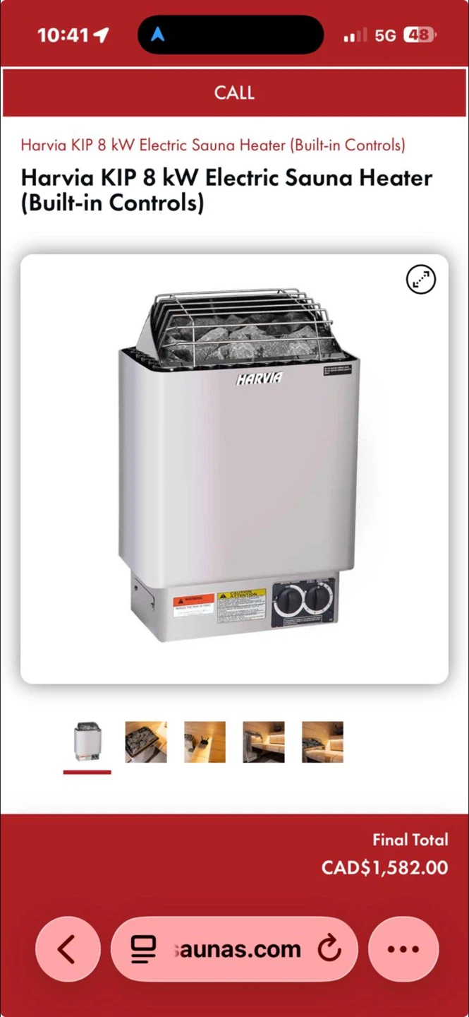 Harvia KIP 8 kW Electric Sauna Heater (Built-in Controls)