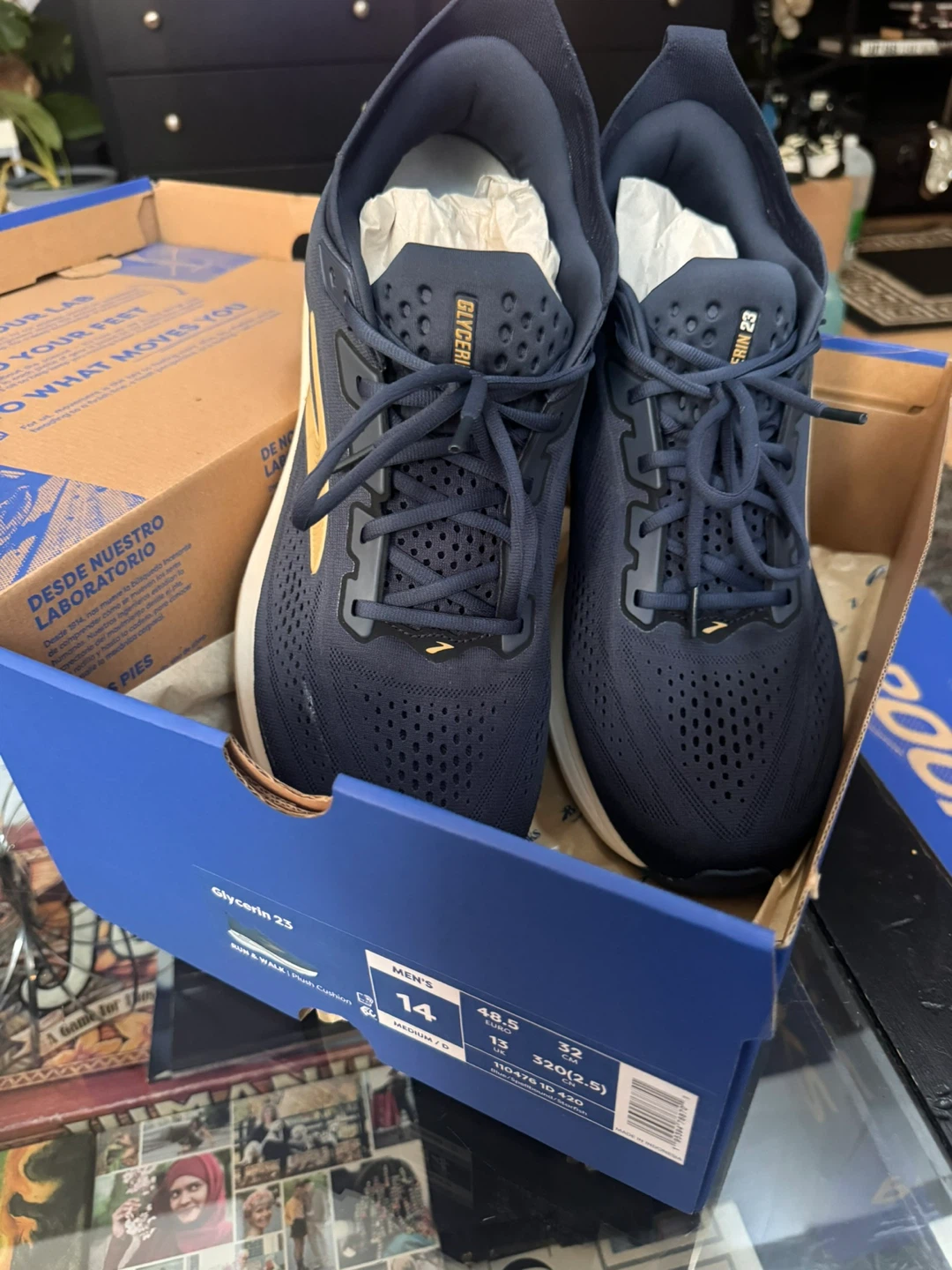 Brooks Glycerin 23 Men's Running Shoes - Navy/Gold - Size 14 - photo 2