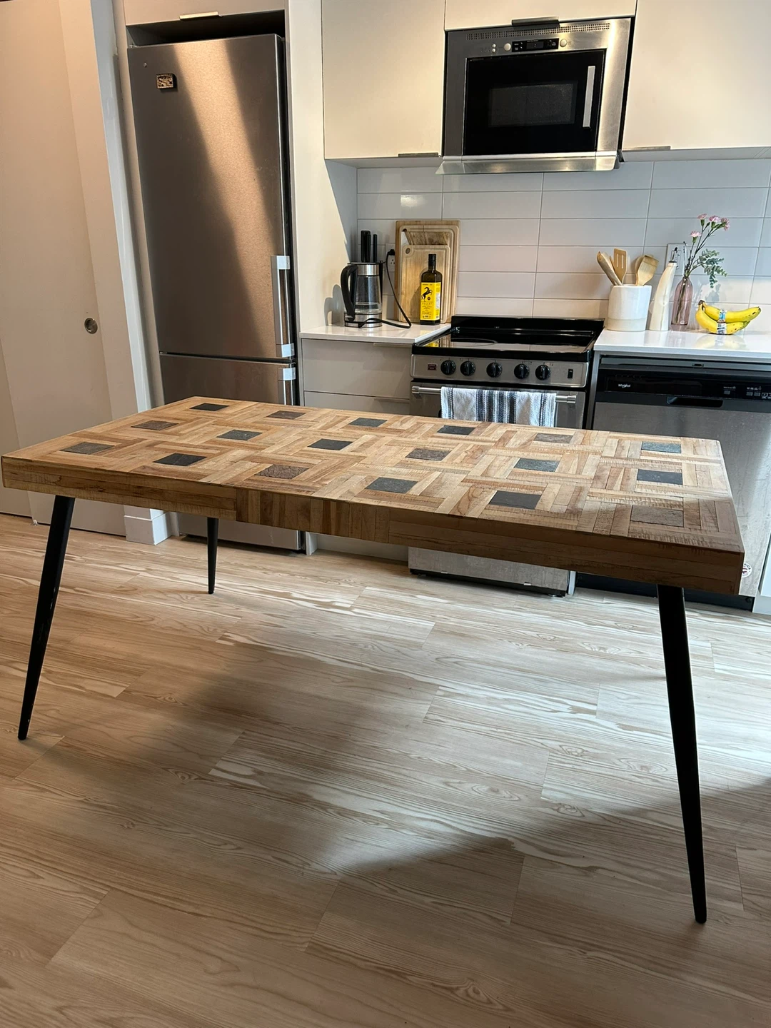 Wood and Stone Inlay Dining Table - photo 2