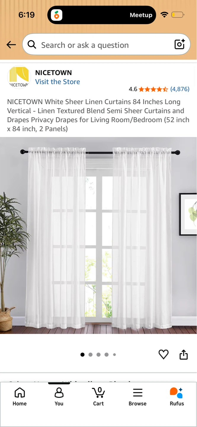 White Linen Blend Sheer Curtains (4 panels) - photo 4