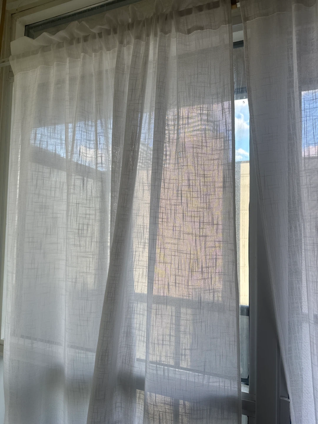 White Linen Blend Sheer Curtains (4 panels)