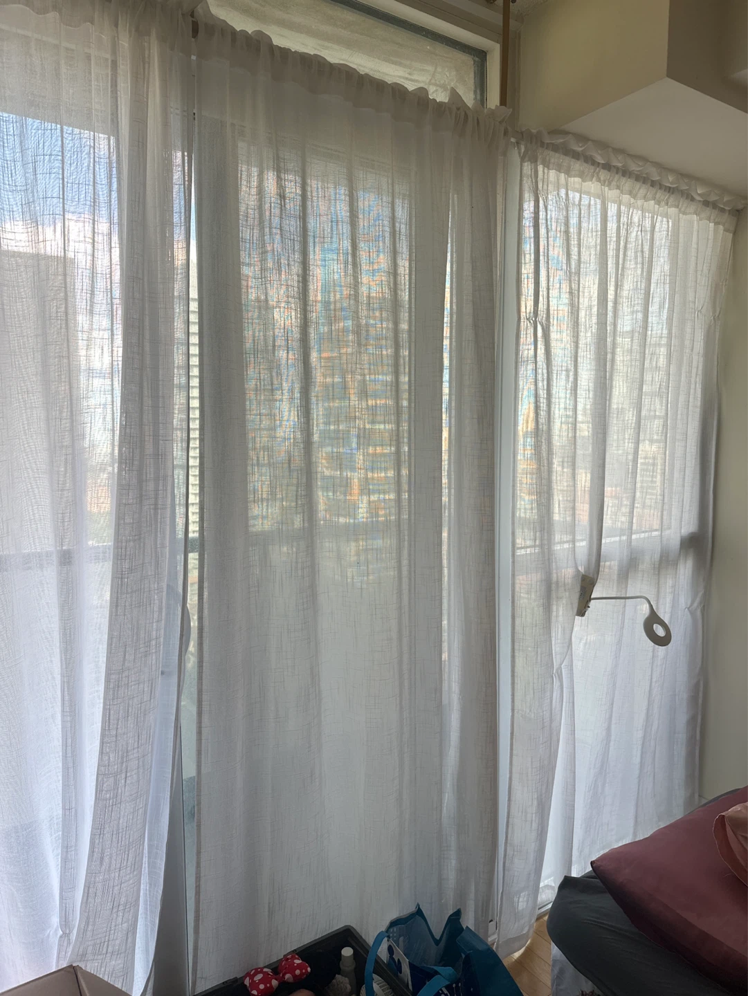 White Linen Blend Sheer Curtains (4 panels) - photo 3