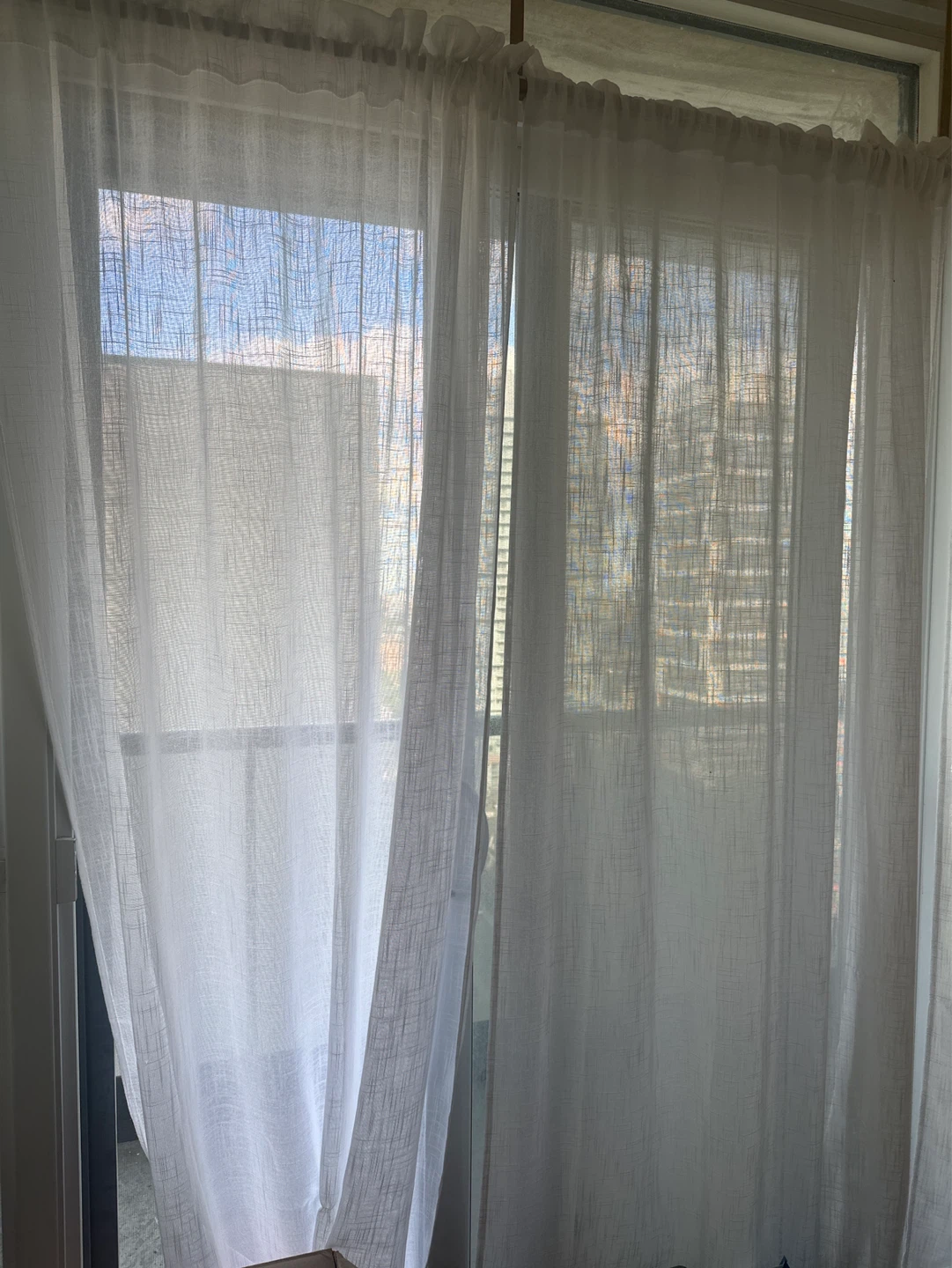 White Linen Blend Sheer Curtains (4 panels) - photo 2