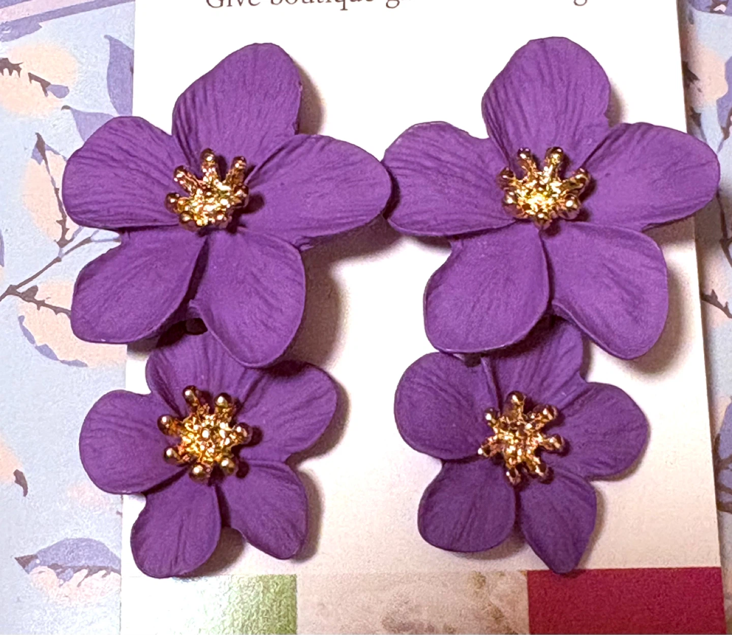 Purple Flower Drop Earrings - friendship jewelry