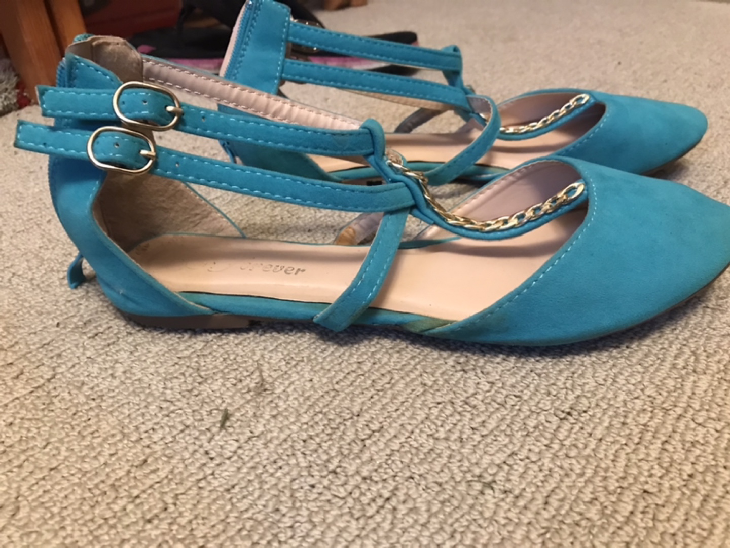 Turquoise Flats with Gold Chain Detail