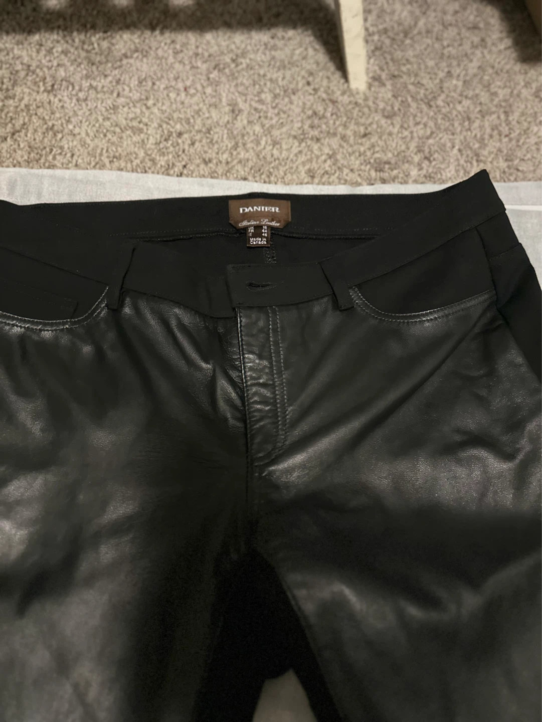 Danier Black Leather Panel Pants