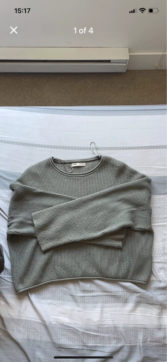 Pull & Bear Grey Ribbed Knit Sweater - Size S