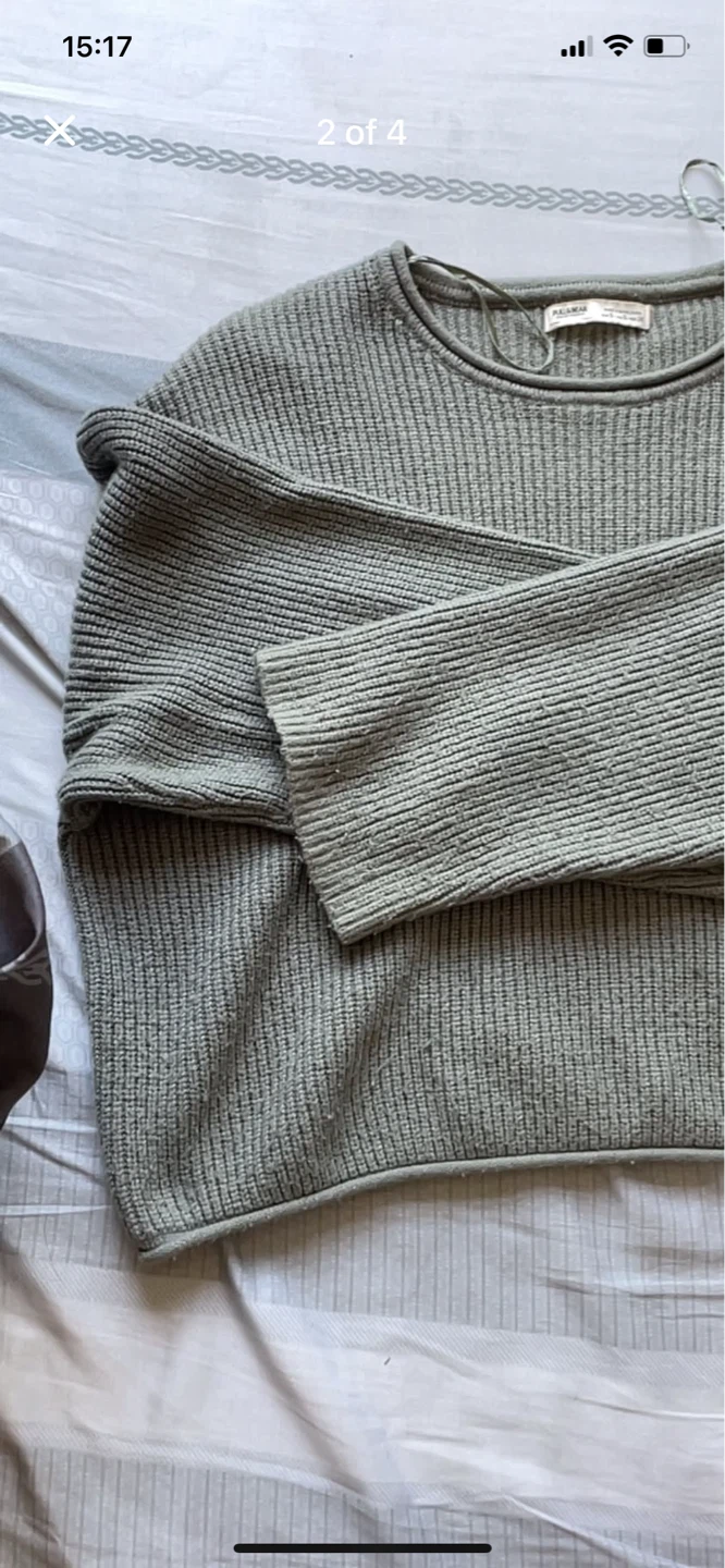 Pull & Bear Grey Ribbed Knit Sweater - Size S - photo 2