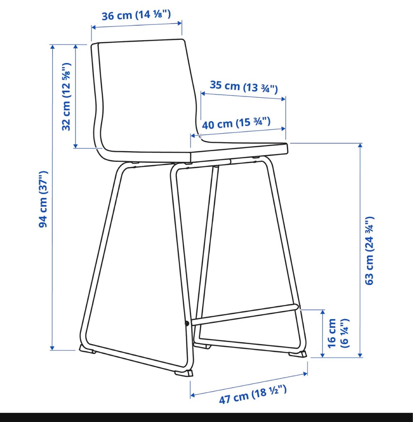 Set of 2 IKEA LILLÅNÄS Counter Stools - photo 5