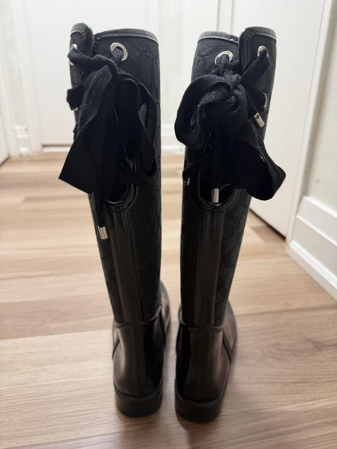 Coach Signature Tall Rain Boots Black - photo 4