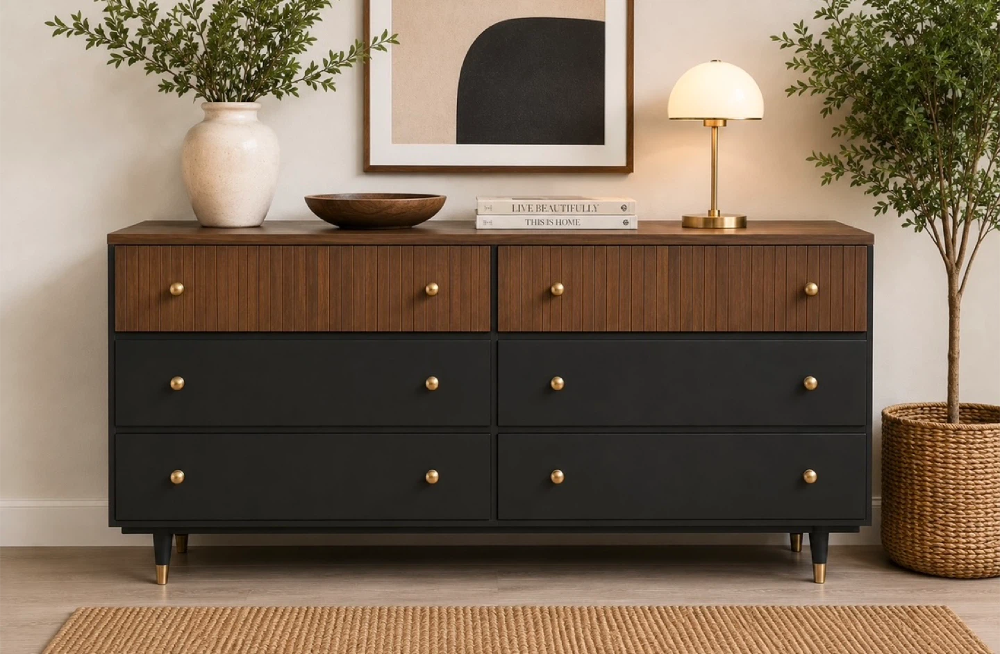 ✨ Refinished Gibbard Mahogany Dresser / Fluted Detail