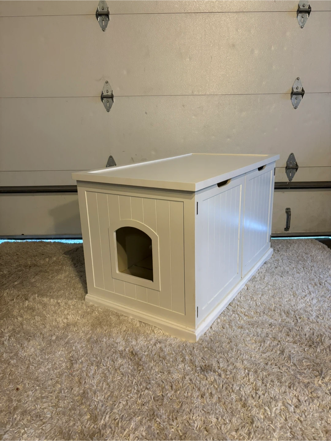 White Wooden Cat Litter Box Enclosure Furniture