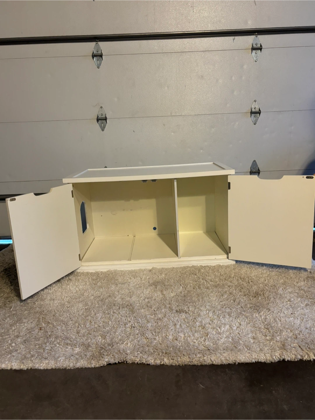 White Wooden Cat Litter Box Enclosure Furniture - photo 3