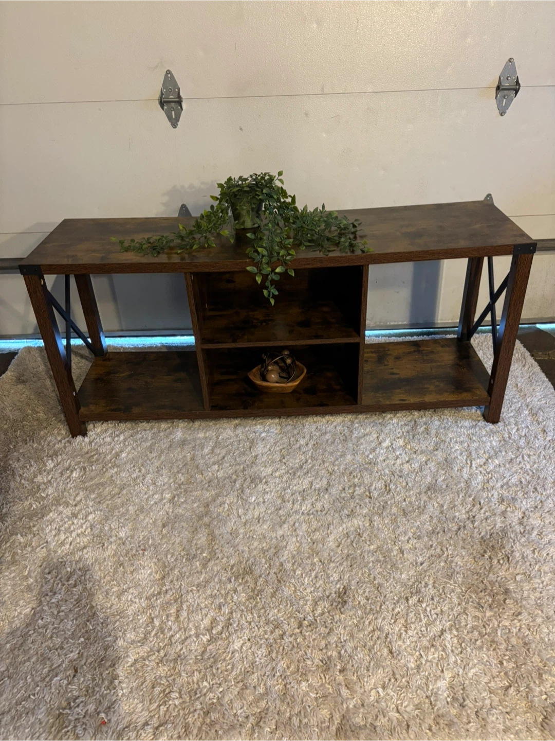 Rustic Brown TV Stand with Shelves