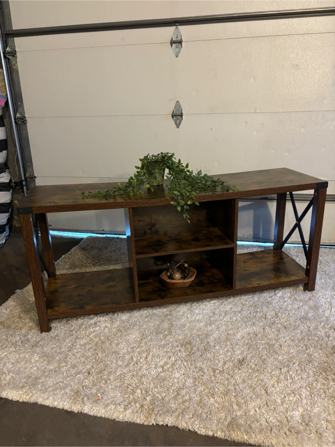 Rustic Brown TV Stand with Shelves - photo 2