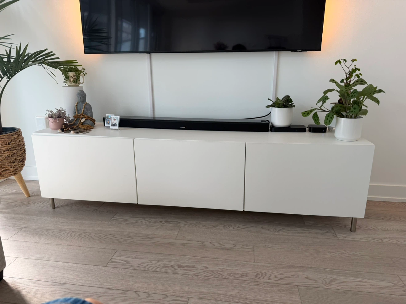 White Media Console with Doors