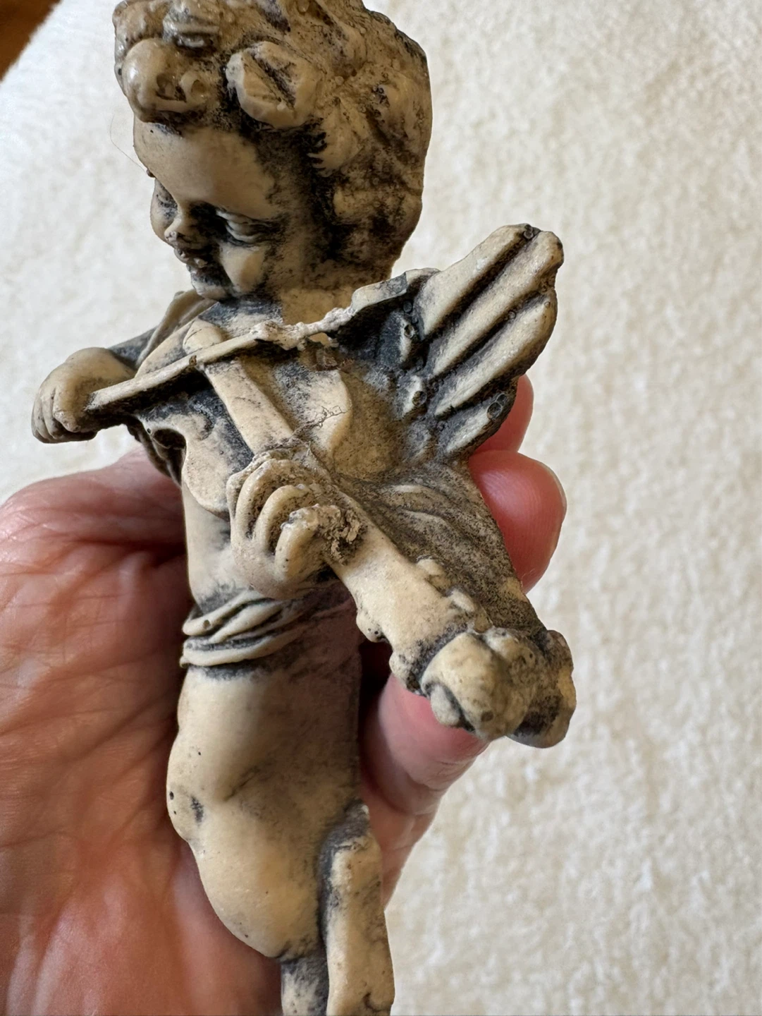 Vintage Cherub Wall Plaque Figurine Playing Violin - photo 3
