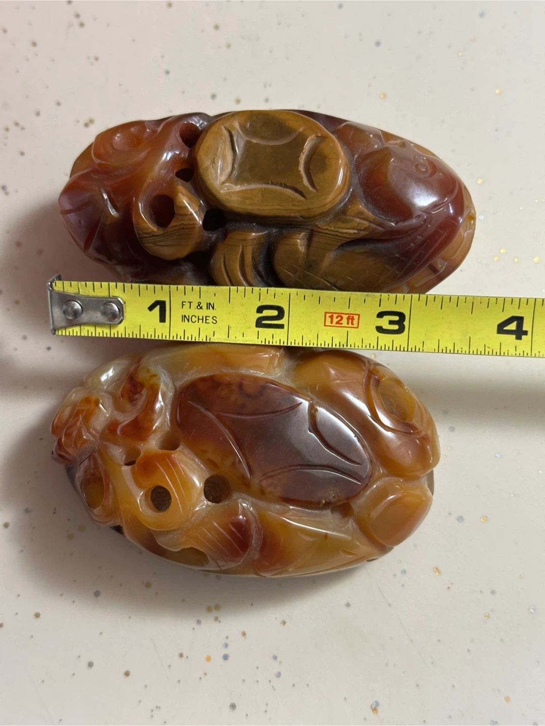 Pair Chinese Clever-Cut Carnelian Agate Shoubawan - photo 5