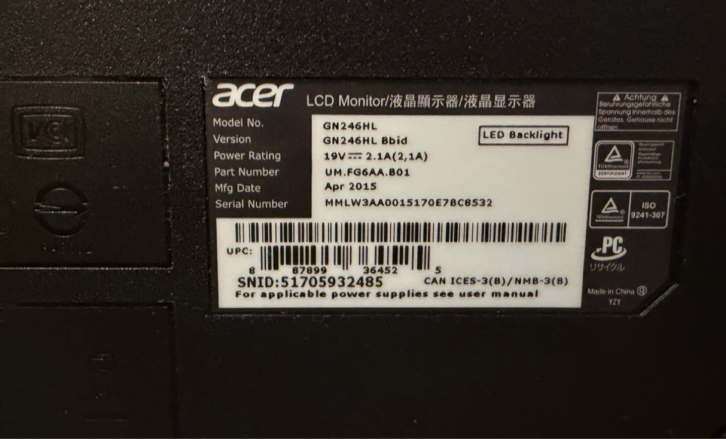 Acer GN246HL 24" Gaming Monitor - photo 3