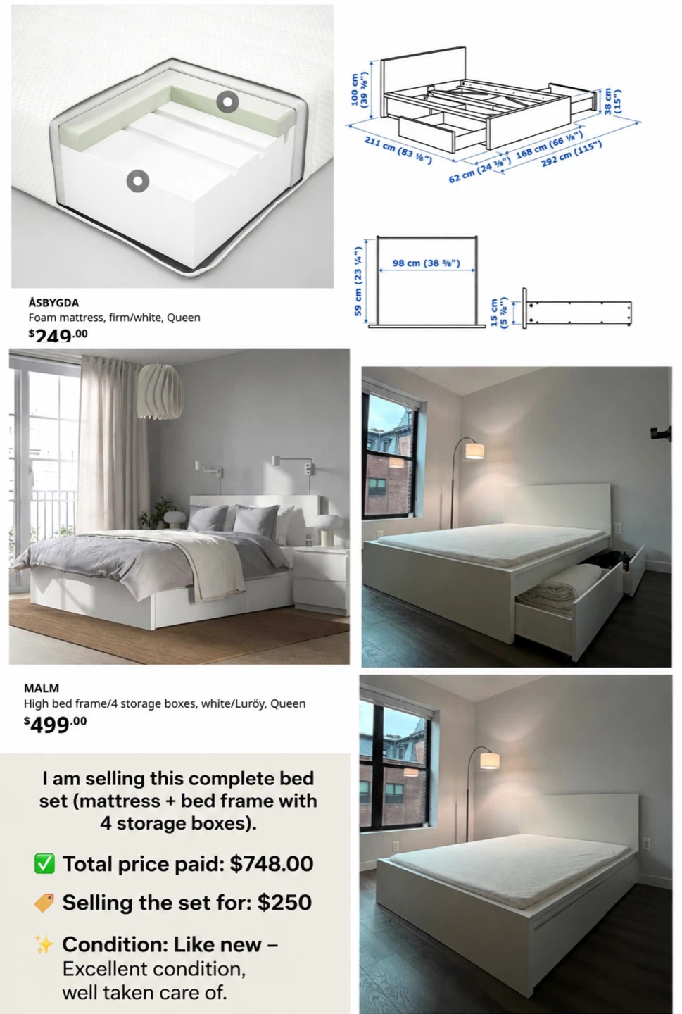 Bed frame and mattress