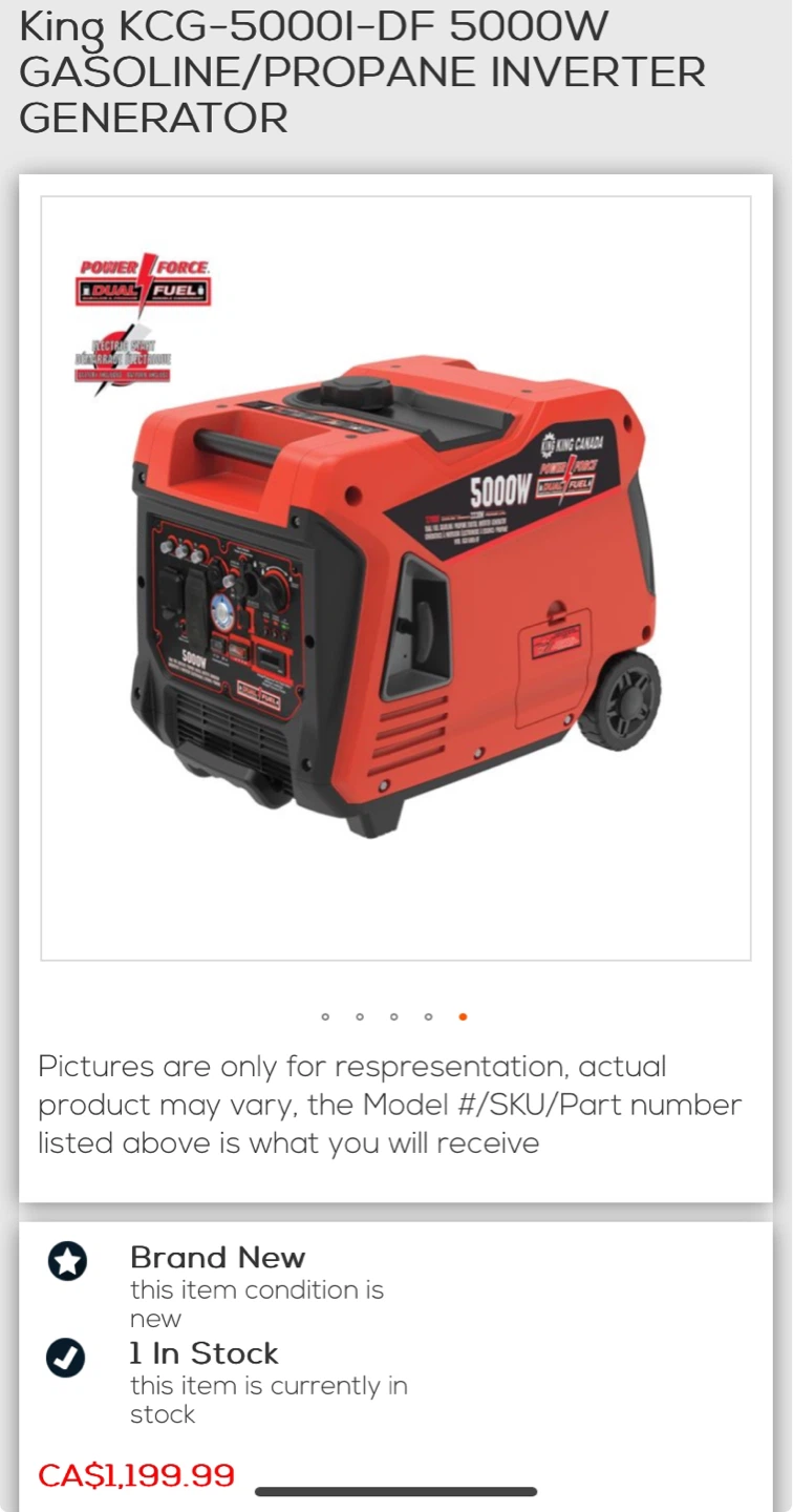 King Canada 5000W Dual Fuel Inverter Generator - photo 3