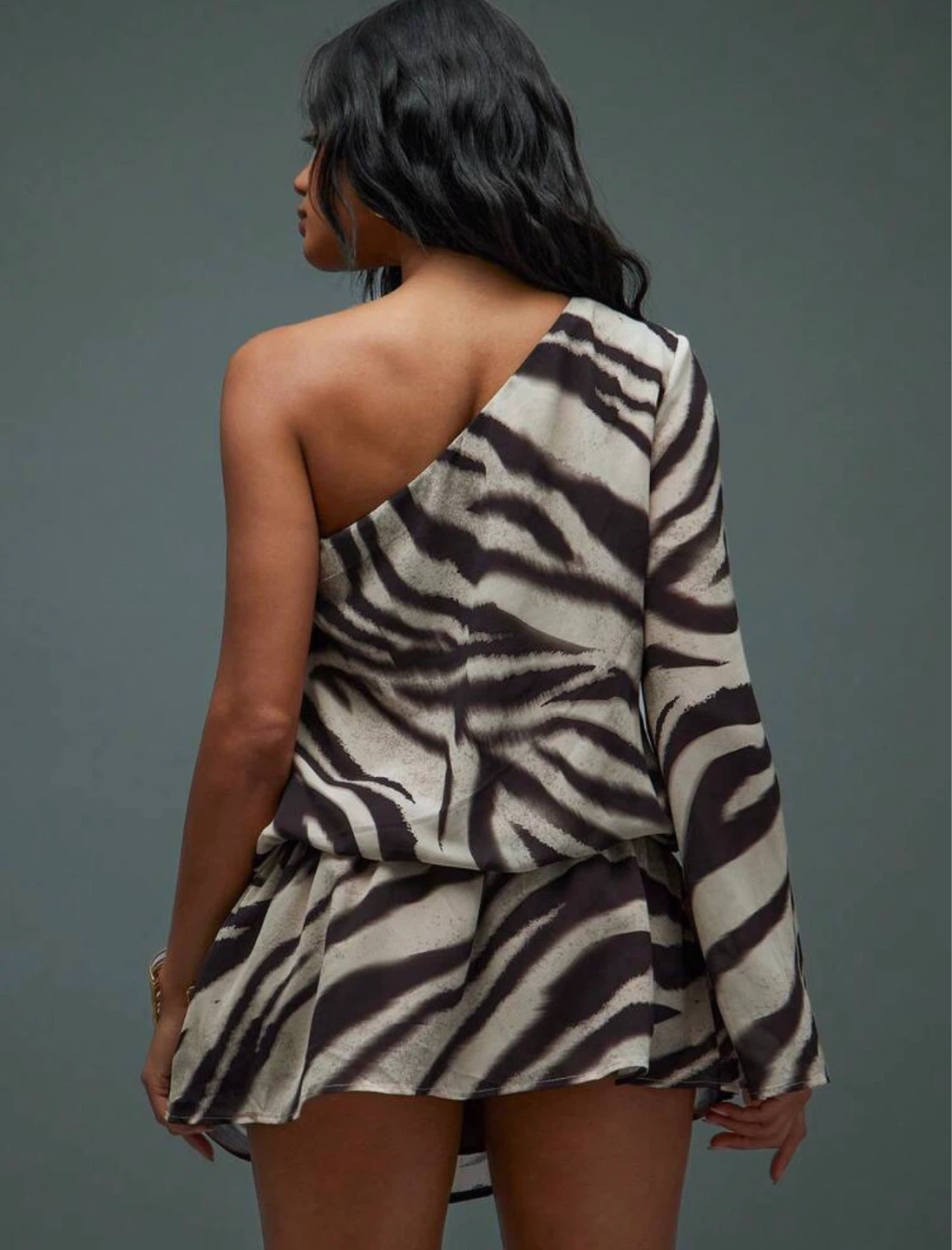 One Shoulder Zebra Print Mini Dress - photo 2
