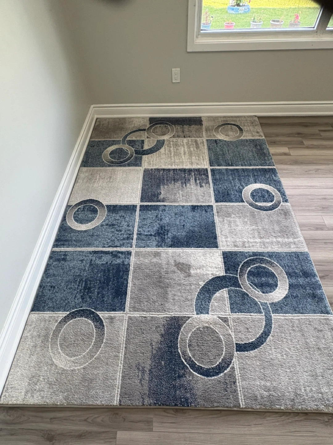 Modern Geometric Area Rug - Blue/Grey - photo 4