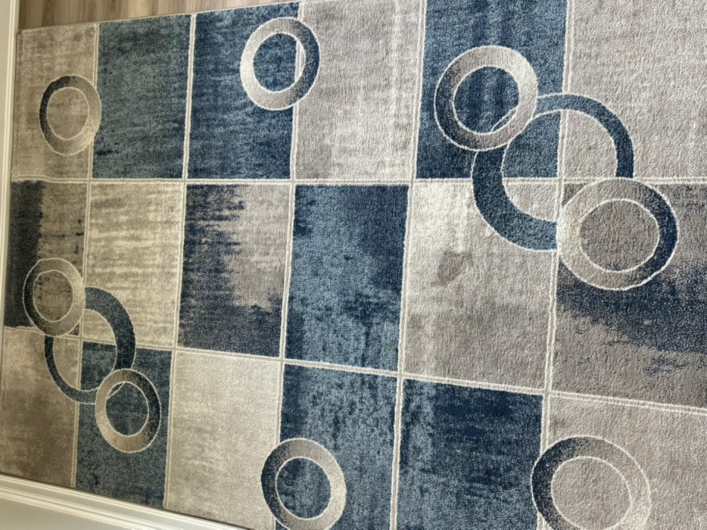 Modern Geometric Area Rug - Blue/Grey - photo 3